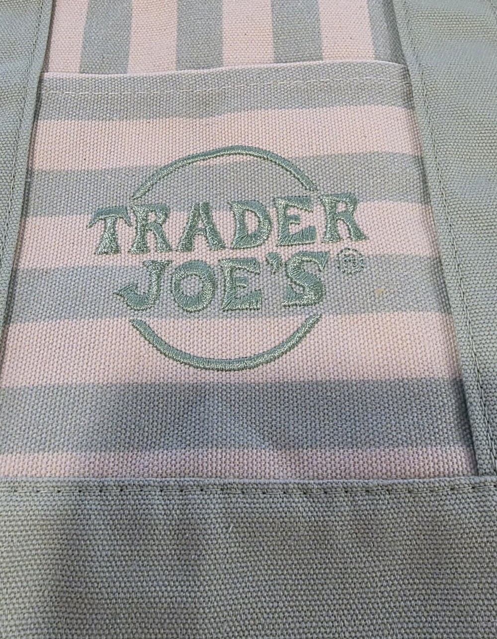 Trader Joe's Striped Mini Tote In Green.